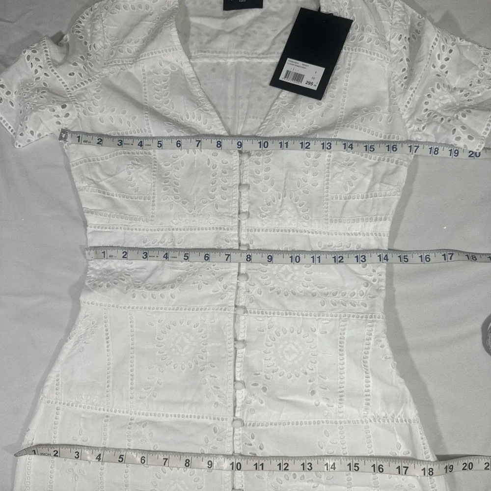 NWT The Kooples [ Size 1 ] Flower Embroidery Button Down Short Dress White #6971